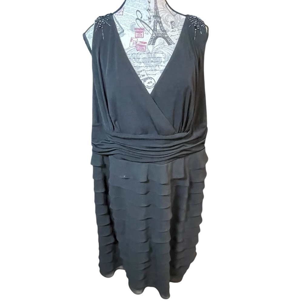 SL Fashions Black Layered Midi Dress